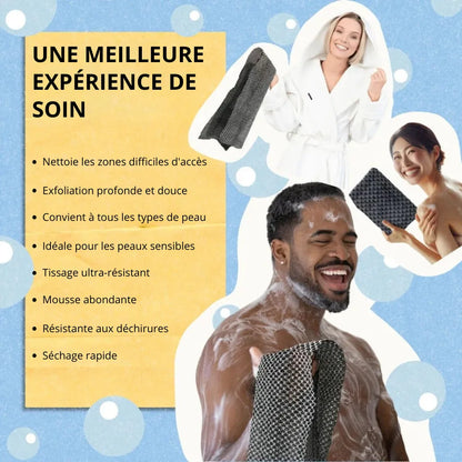 Blissalo™ – Serviette de Douche Exfoliante Antibactérienne