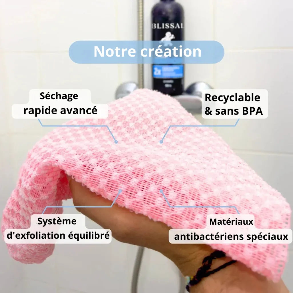 Blissalo™ – Serviette de Douche Exfoliante Antibactérienne