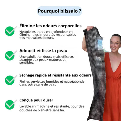 Blissalo™ – Serviette de Douche Exfoliante Antibactérienne